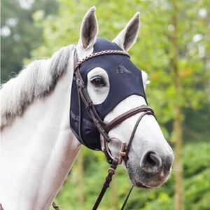 Black Fenwick Titanium Therapeutic Horse Mask Size Large Metal Snaps Closure